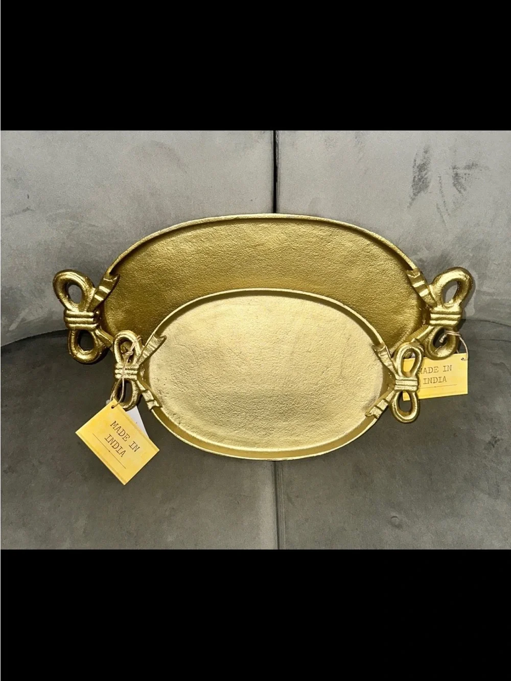 TikTok viral Gold Decorative Metal Bow Serving Tray set - Made in India